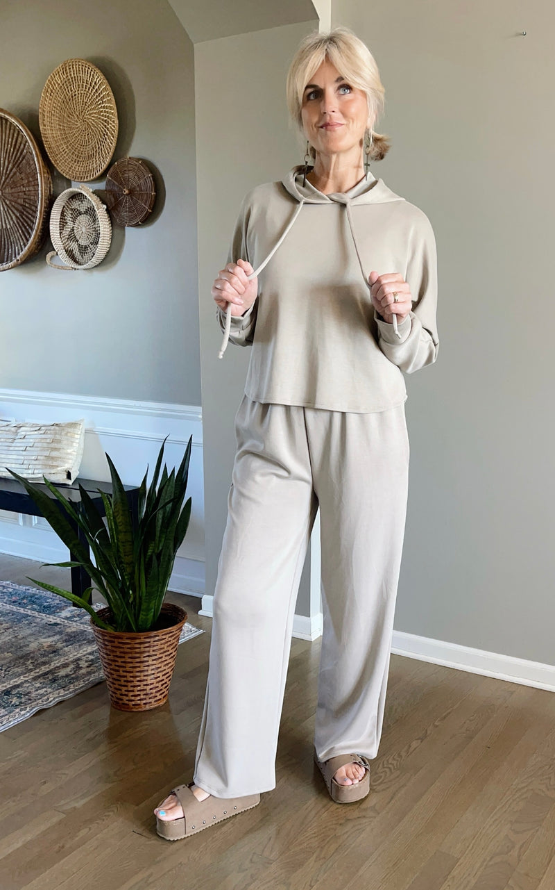 Modal Elastic Waist Pants - Taupe