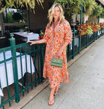 Accent Trim Maxi Dress - Orange Multi