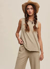 Solid Knit Sleeveless Top - Lt. Olive