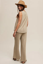 Solid Knit Wide Leg Pant - Lt. Olive