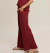 Solid Knit Wide Leg Pant - Wine