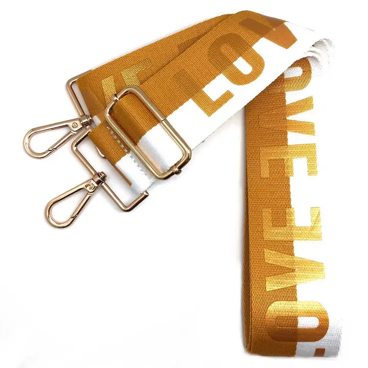 LOVE Guitar Purse Strap - Gold/White