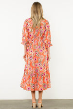 Accent Trim Maxi Dress - Orange Multi