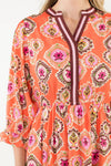 Accent Trim Maxi Dress - Orange Multi