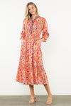 Accent Trim Maxi Dress - Orange Multi
