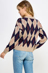 Crewneck Argyle Sweater - Taupe/Navy