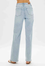 JB88794 High Waist Washed Straight Jean - Med.