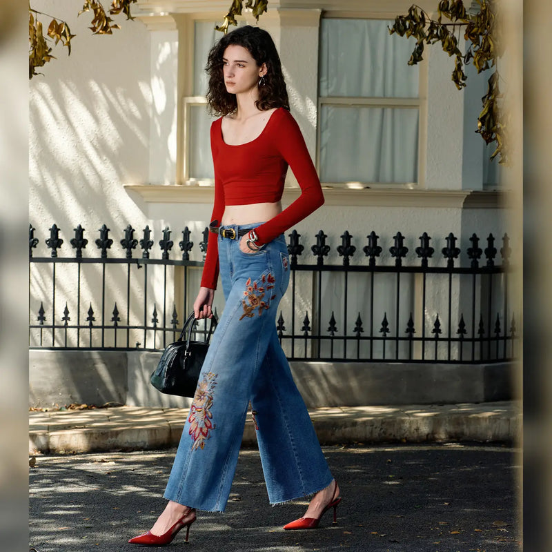 BYW8254 Embroidered Jean - Med. Blue