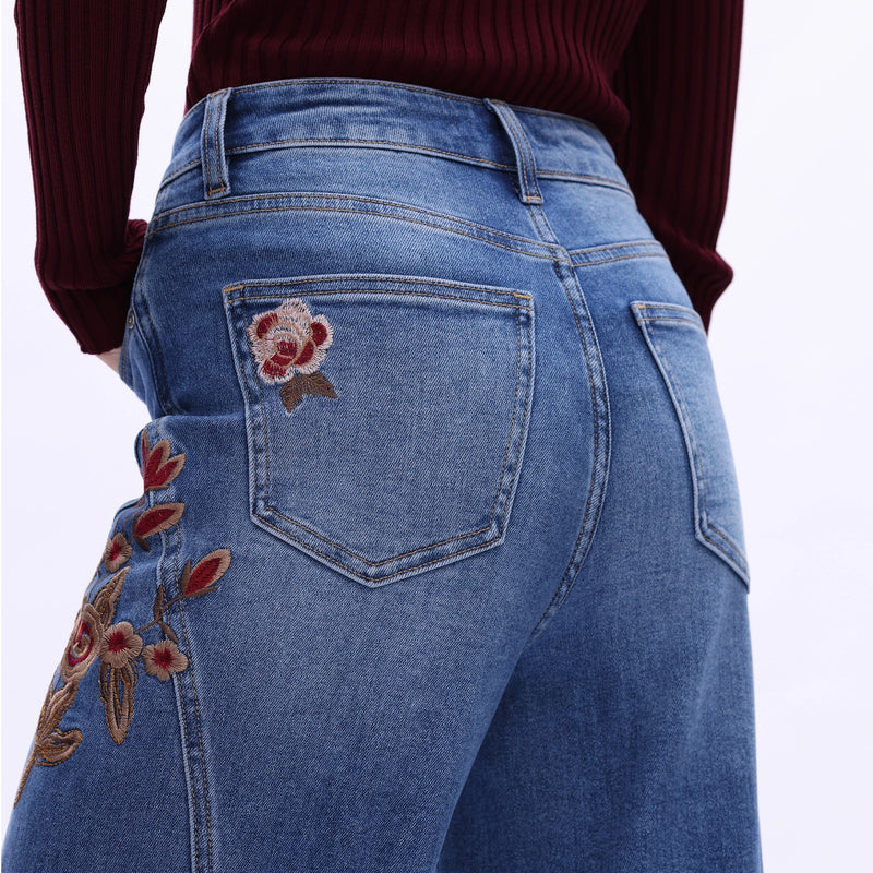 BYW8254 Embroidered Jean - Med. Blue