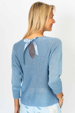 Back Bow Detail Top - Blue
