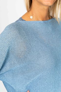 Back Bow Detail Top - Blue