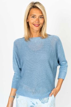 Back Bow Detail Top - Blue