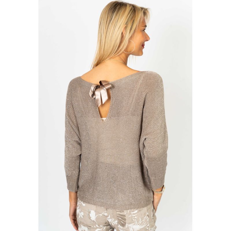 Back Bow Detail Top - Taupe