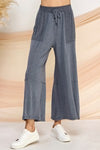 Heathered Patch Pocket Wide Leg Pant - Charcoal