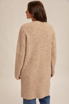 Boucle Open Front Long Cardigan - Mocha