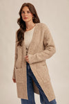 Boucle Open Front Long Cardigan - Mocha