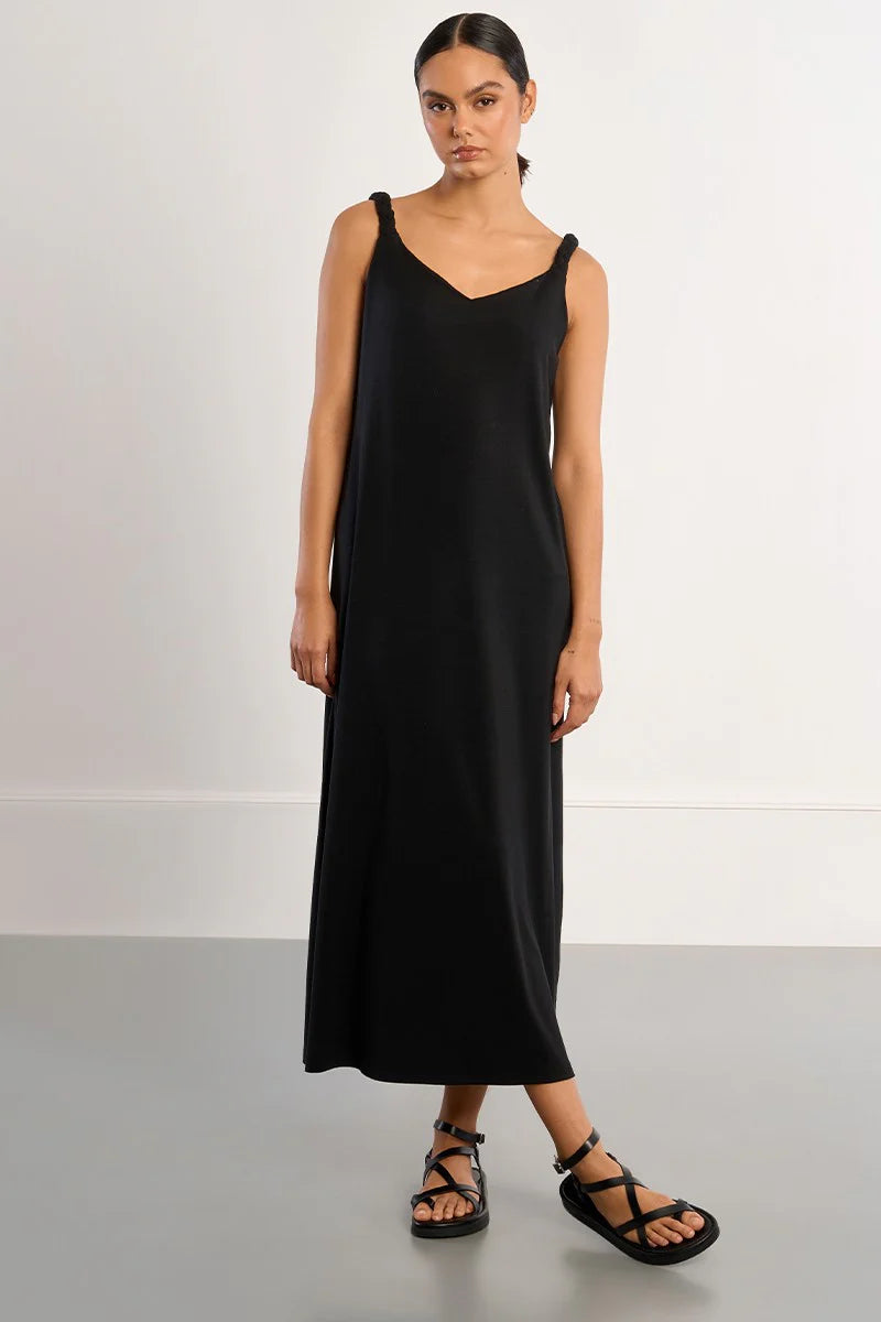 Braided Strap Maxi Dress -Black  The Coral Sash