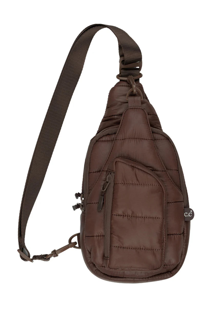 Puffer Sling Bag - Chocolate