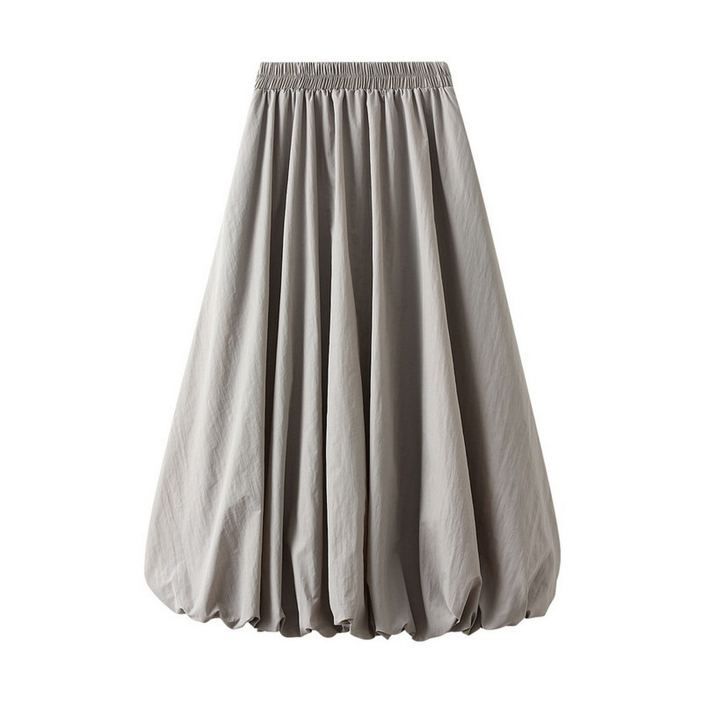 Solid Midi Bubble Skirt - Grey