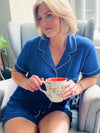 Button-Down Top & Shorts Pajama Set - Lt. Navy