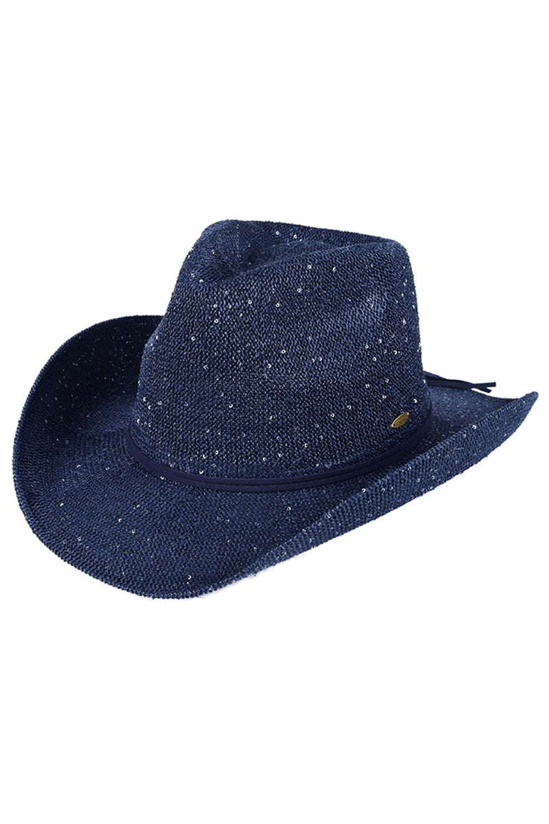 Sequin Cowboy Hat - Navy