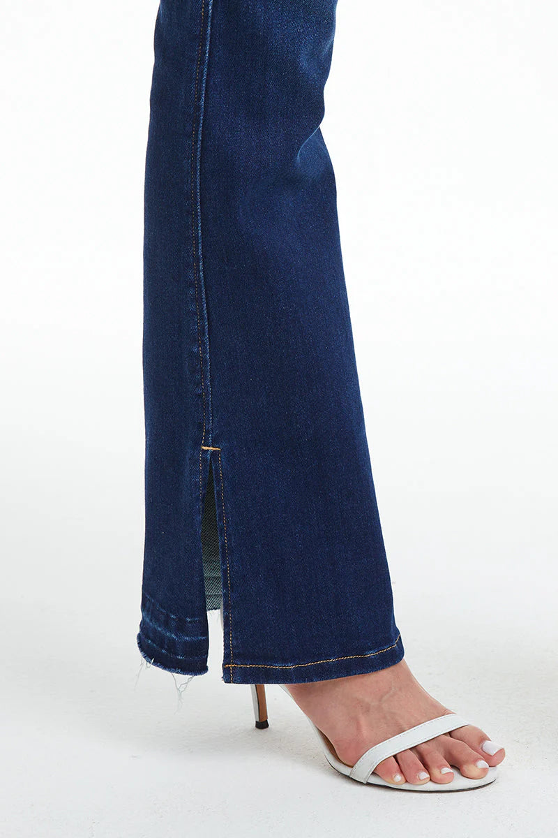 BYF1037 HR Flare w/Slit Jean - Indigo Rock