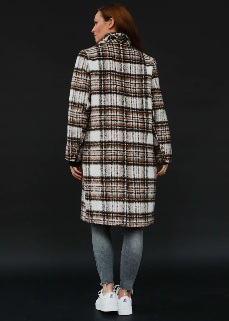 Veronica Plaid Coat - White/Brown