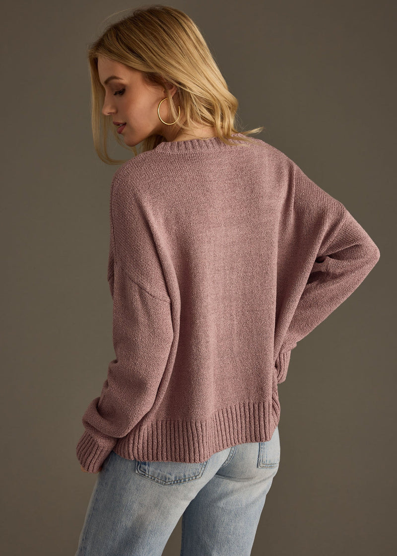 Weekend Crewneck Sweater - Mocha/Navy