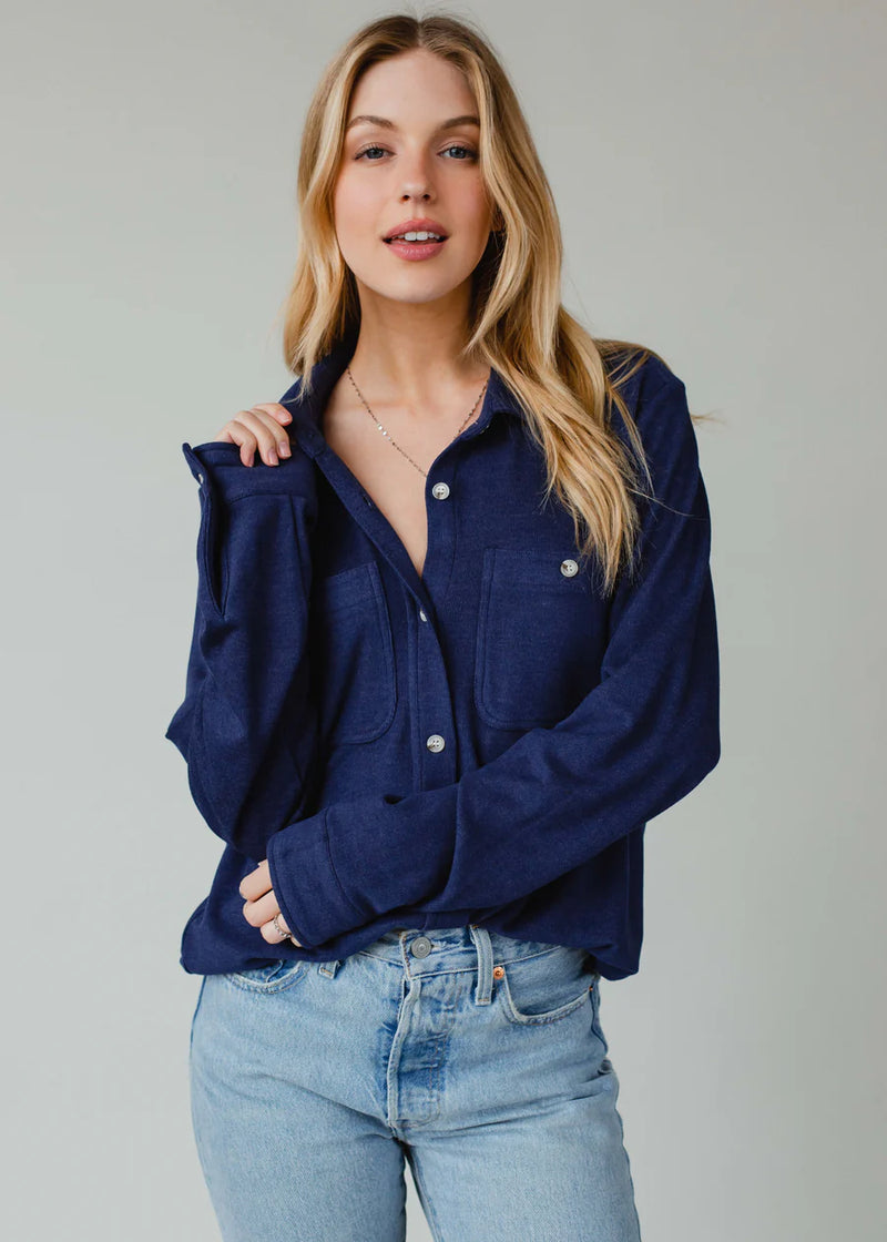 Mindi Button-Down Top - Navy