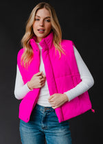 World Traveler Puffer Vest - Bright Pink