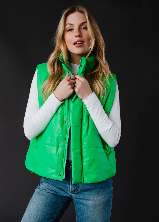 World Traveler Puffer Vest - Kiwi