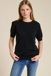 Cashmere Blend Short Sleeve Top - Black