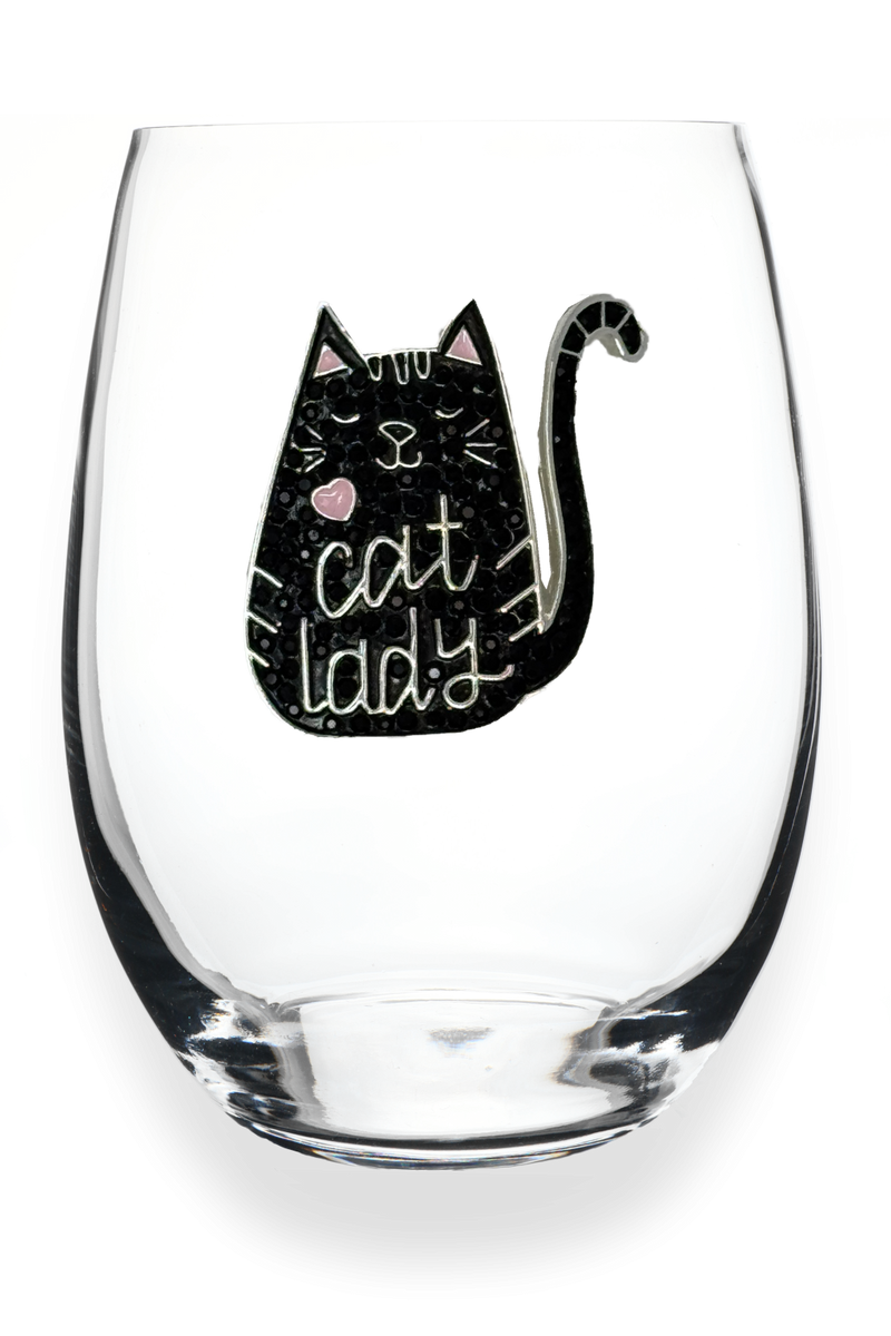 QJ Stemless Wine Glass - Cat Lady