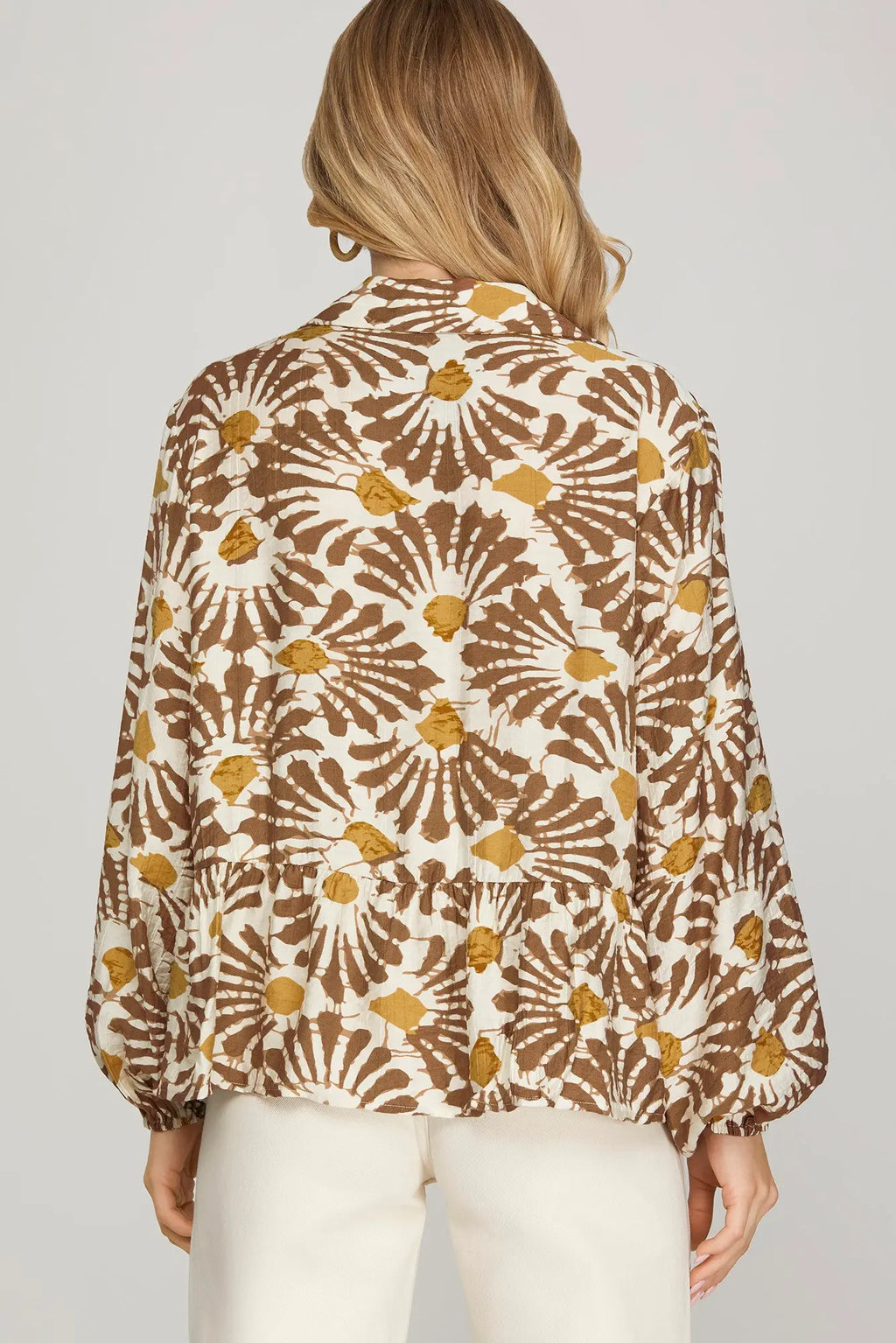 Collared Button-Down Top - Lt. Mocha
