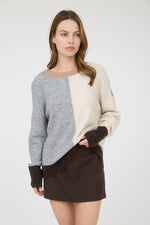 Colorblock Front Sweater - Grey/Multi