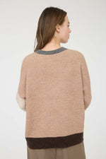 Colorblock Front Sweater - Khaki/Multi