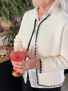Pearl and Rhinestone Trim Cardigan - White