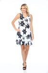 Hibiscus Sleeveless Layered Dress - Black/Wht