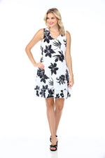 Hibiscus Sleeveless Layered Dress - Black/Wht