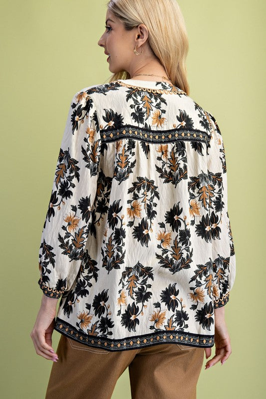 Decorative Detail Trim Top - Black
