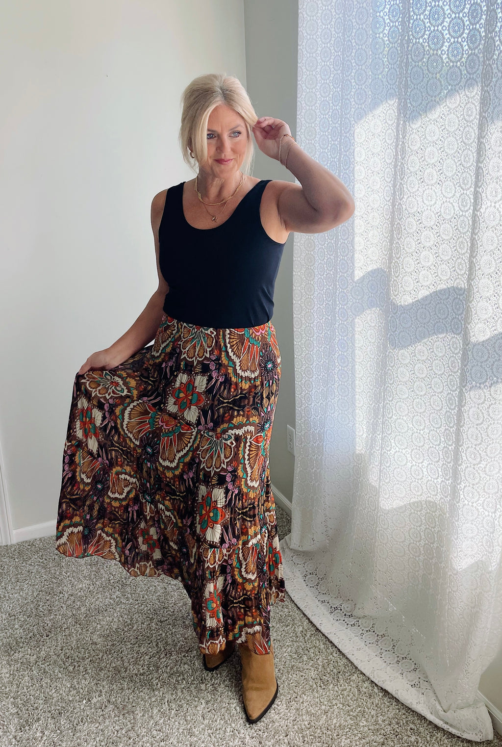 Desert Sunset Maxi Skirt - Brown/Multi