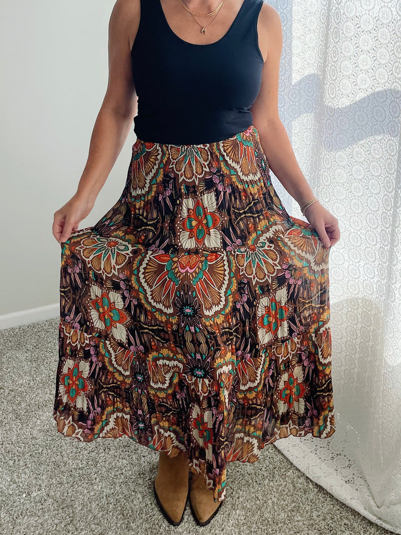 Desert Sunset Maxi Skirt - Brown/Multi