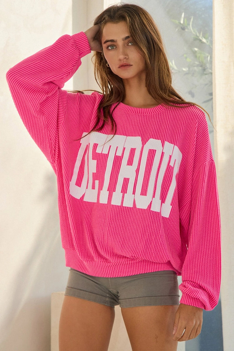 Detroit Ribbed Knit Top - Fuchsia
