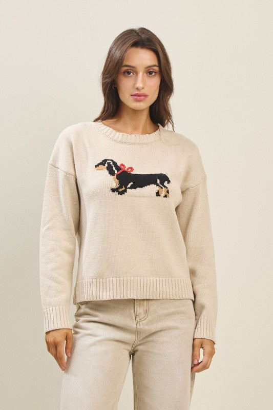 Dachshund Dog Sweater - Natural