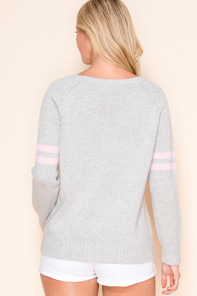 Dog Walking Knit Sweater - Silver