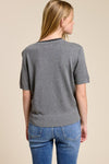 Double Collar Top - Charcoal/Black