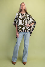 Draped Dolman Sleeve Top - Olive