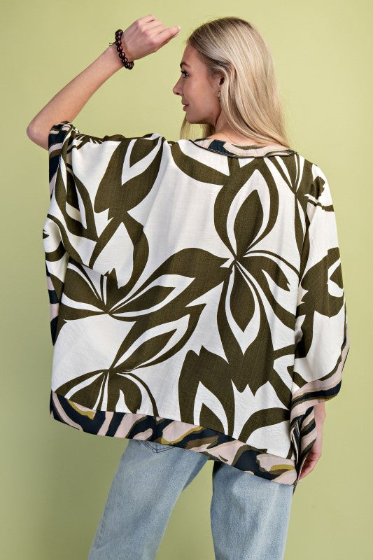 Draped Dolman Sleeve Top - Olive