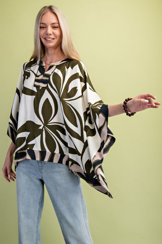 Draped Dolman Sleeve Top - Olive