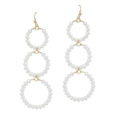 Crystal Triple Drop Earring - White